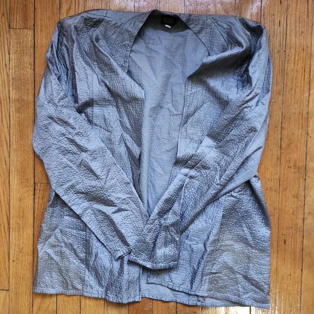 Eileen Fisher Open Silk Blazer L